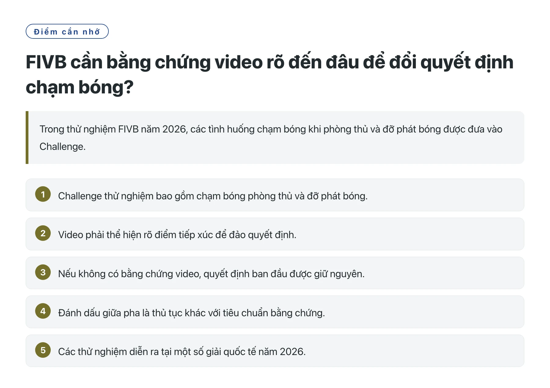 FIVB cần bằng chứng video rõ đến đâu để đổi quyết định chạm bóng?——全文要点速览