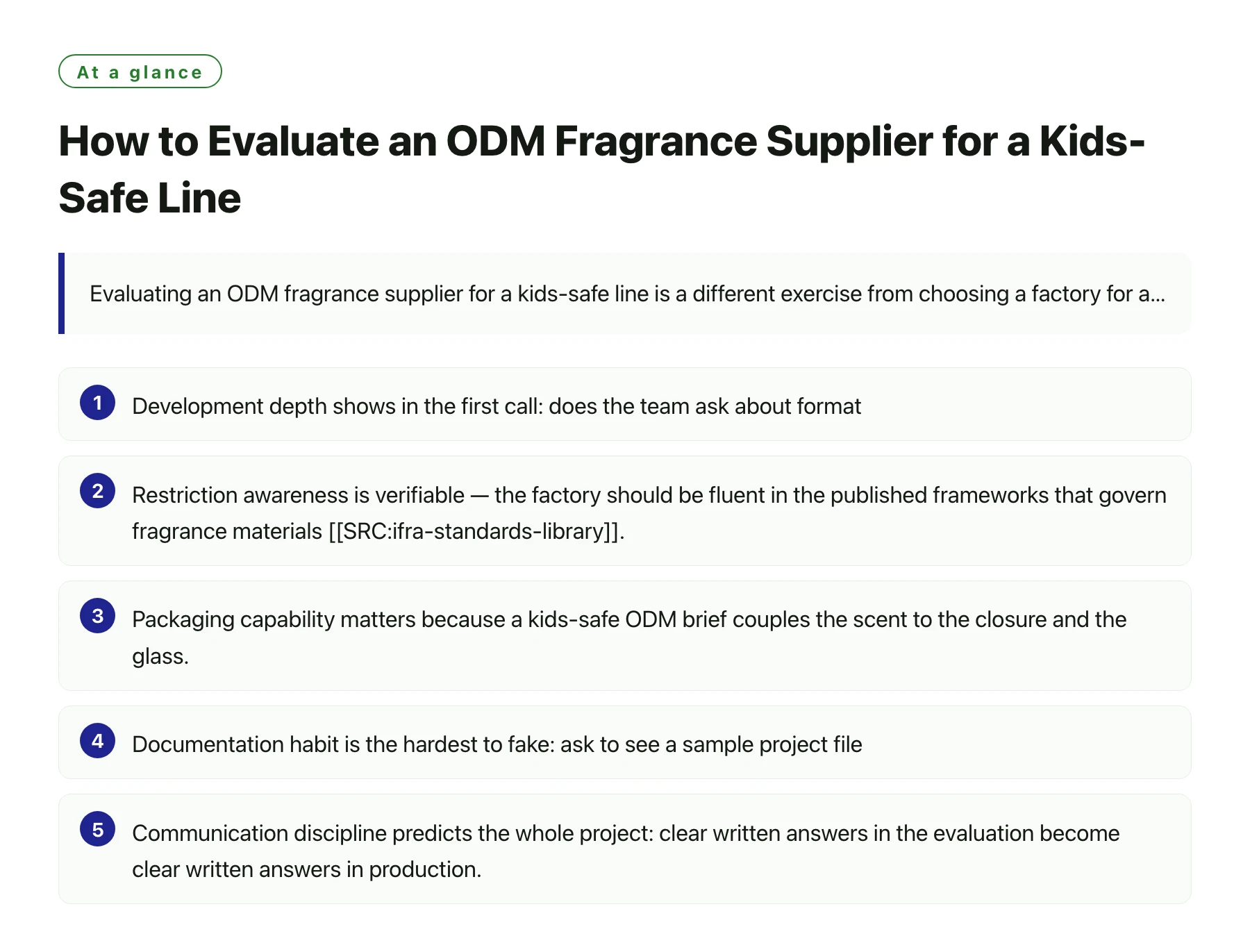 How to Evaluate an ODM Fragrance Supplier for a Kids-Safe Line——全文要点速览